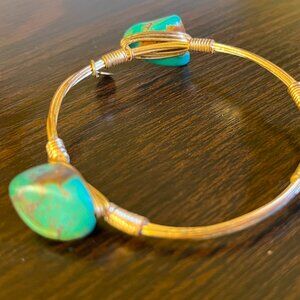 Brass and Turquoise Bangle Bracelet BOHO - W2W Designer